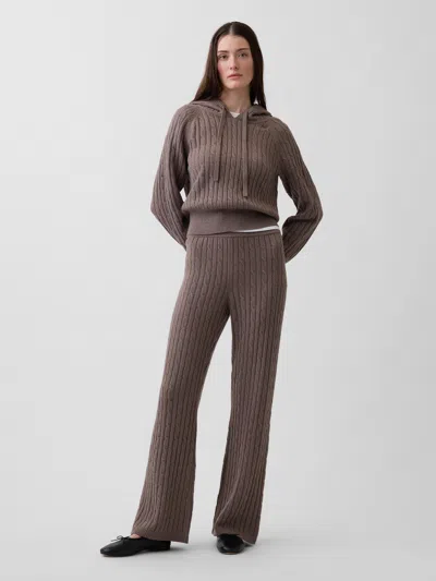 Gap Cashsoft Cable-knit Sweater Pants In Brown