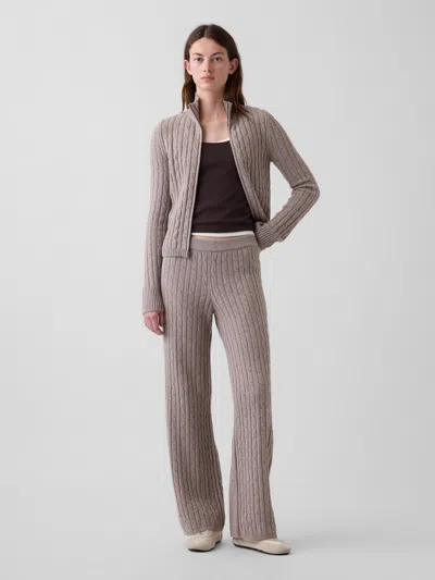 Gap Cashsoft Cable-knit Sweater Pants In Brown