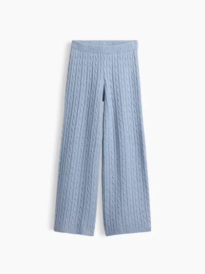 Gap Kids' Cashsoft Cable-knit Wide-leg Sweater Pants In Blue