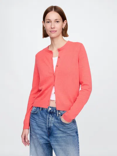 Gap Cashsoft Cardigan In Coral Pink