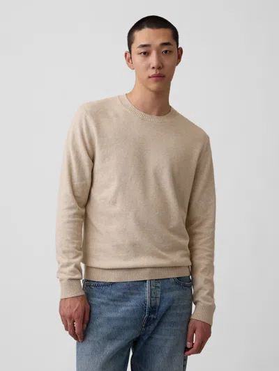 Gap Cashsoft Crew Sweater In Oatmeal Heather Beige
