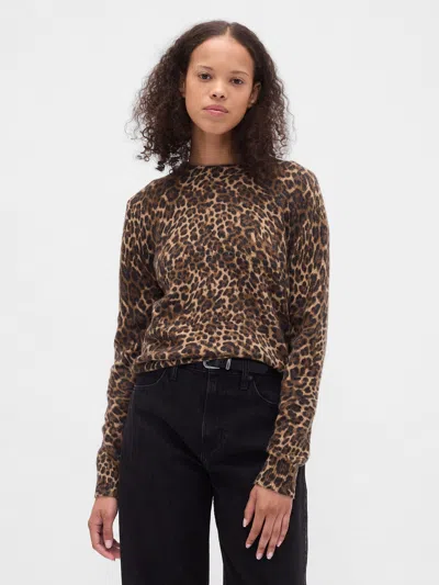 Gap Cashsoft Crewneck Sweater In Animal Print