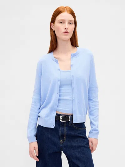 Gap Cashsoft Crop Cardigan In Blue
