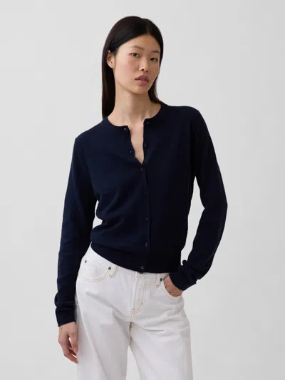 Gap Cashsoft Crop Cardigan In Blue