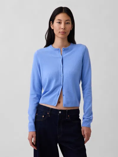 Gap Cashsoft Crop Cardigan In Blue