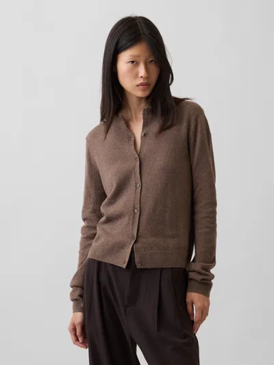 Gap Cashsoft Crop Cardigan In Cool Brown Heather