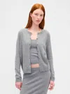 Gap Cashsoft Crop Cardigan In Gray