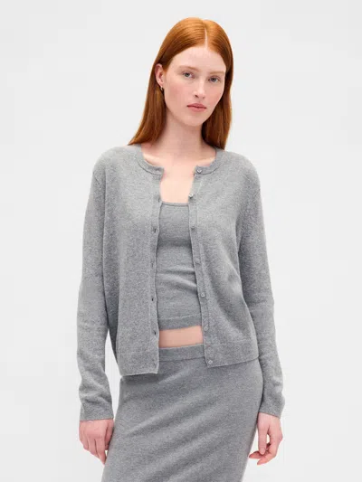 Gap Cashsoft Crop Cardigan In Gray