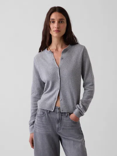 Gap Cashsoft Crop Cardigan In Grey