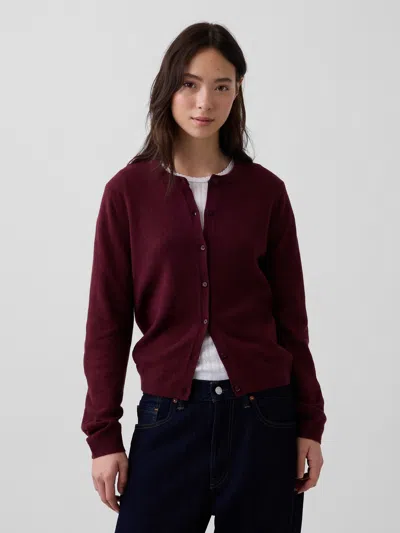 Gap Cashsoft Crop Cardigan In Noir Red