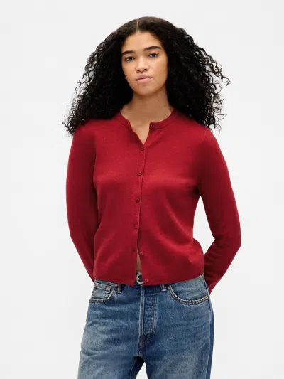 Gap Cashsoft Crop Cardigan In Red