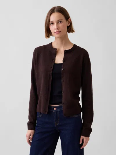 Gap Cashsoft Crop Cardigan In Terra Brown Heather