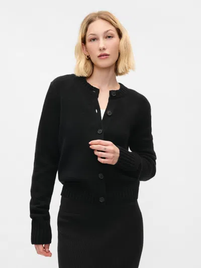 Gap Cashsoft Cropped Cardigan In Black