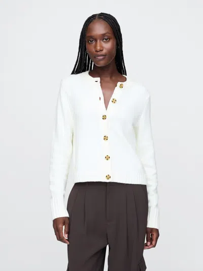 Gap Cashsoft Cropped Cardigan In Ivory Beige