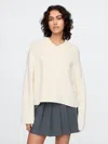Gap Cashsoft Oversized V-neck Sweater In Ivory Frost Beige