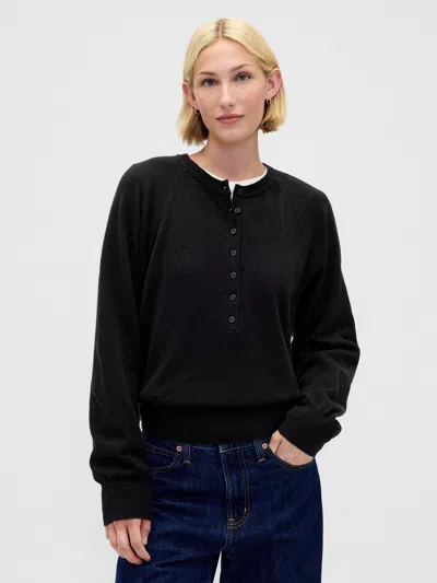 Gap Cashsoft Henley Sweater In Black