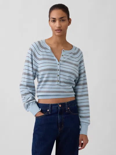 Gap Cashsoft Henley Sweater In Blue
