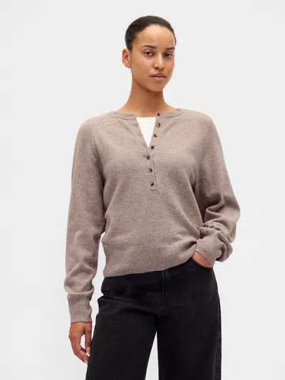Gap Cashsoft Henley Sweater In Gray