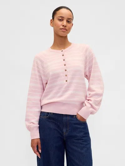 Gap Cashsoft Henley Sweater In Pink
