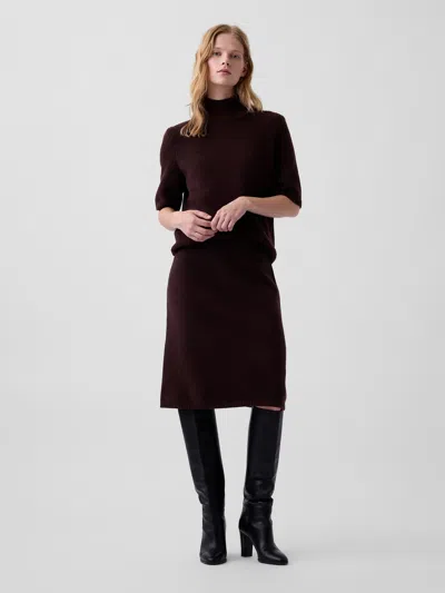 Gap Cashsoft Knee-length Sweater Skirt In Terra Brown Heather