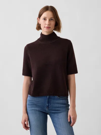 Gap Cashsoft Mockneck Elbow-sleeve Sweater In Brown