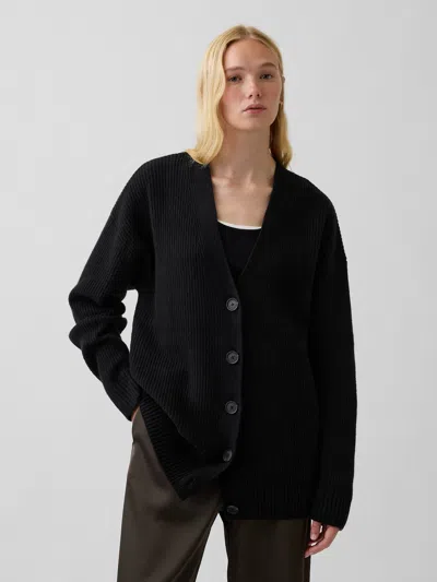 Gap Cashsoft Oversized Cardigan Sweater In Black