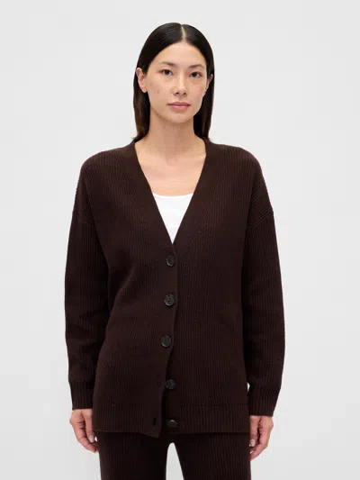 Gap Cashsoft Oversized Cardigan Sweater In Brown