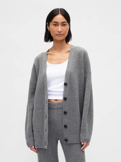 Gap Cashsoft Oversized Cardigan Sweater In Gray