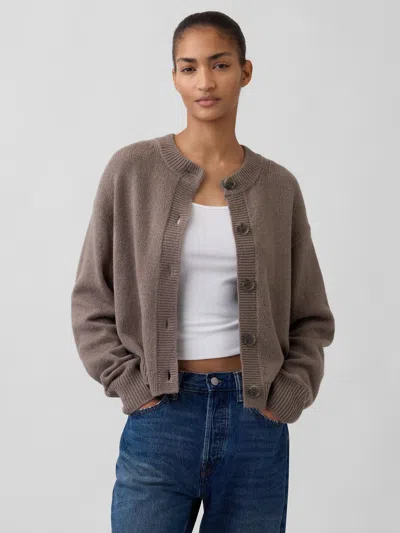 Gap Cashsoft Oversized Chunky Cardigan In Brown