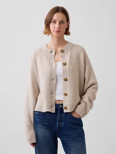 Gap Cashsoft Oversized Chunky Cardigan In Cobblestone Beige