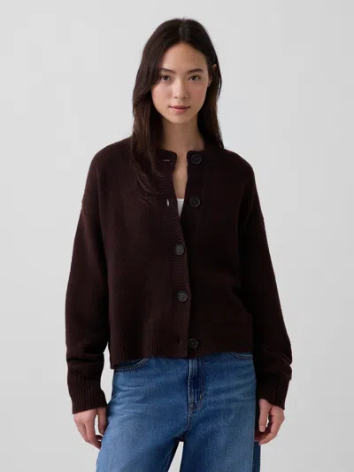 Gap Cashsoft Oversized Chunky Cardigan In Terra Brown Heather