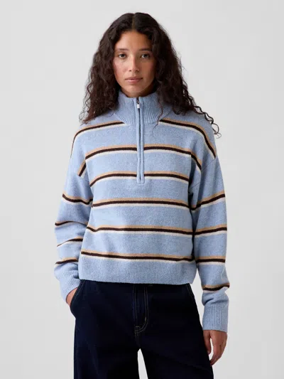 Gap Cashsoft Oversized Half-zip Pullover Sweater In Blue