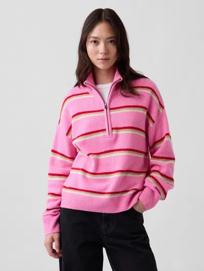 Gap Cashsoft Oversized Half-zip Pullover Sweater In Pink