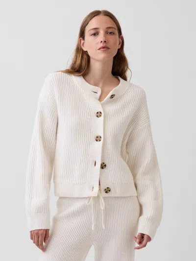 Gap Cashsoft Oversized Shaker-stitch Cardigan In White