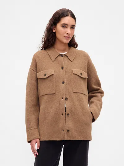 Gap Cashsoft Oversized Shirt Jacket In Brown