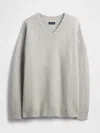 Gap Cashsoft Oversized V-neck Sweater In Gray