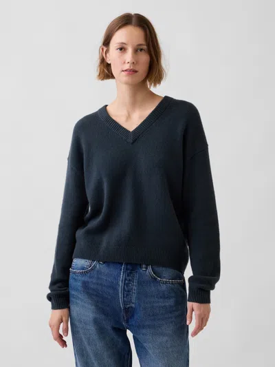 Gap Cashsoft Oversized V-neck Sweater In Forest Green