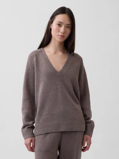 Gap Cashsoft Oversized V-neck Sweater In Gray