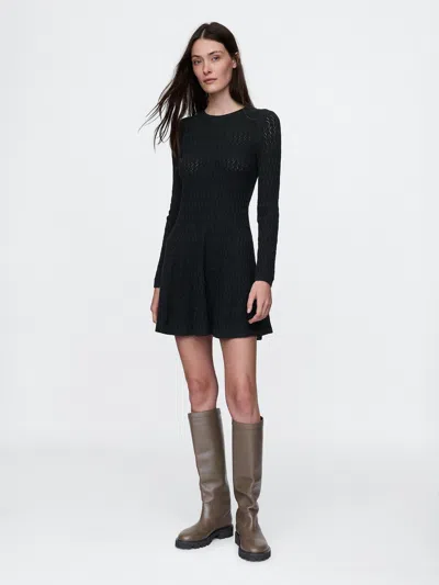 Gap Cashsoft Pointelle Mini Sweater Dress In Black