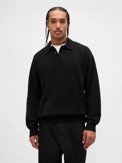 Gap Cashsoft Relaxed Polo Shirt Sweater In Black