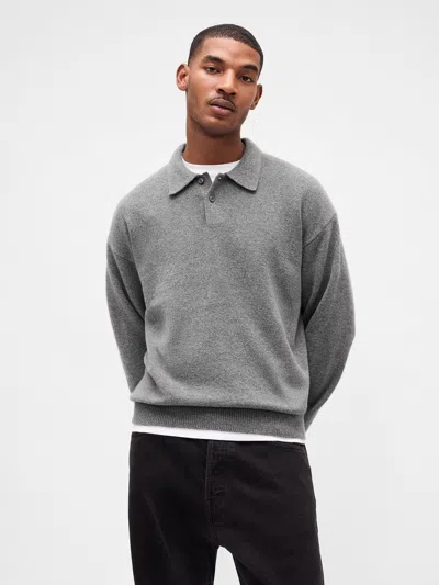 Gap Cashsoft Relaxed Polo Shirt Sweater In Gray