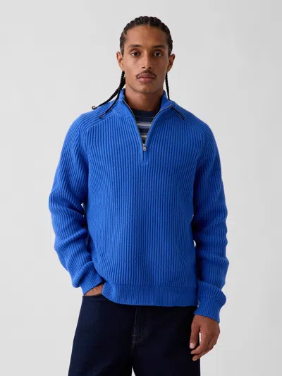 Gap Cashsoft Rib Quarter-zip Sweater In Admiral Blue