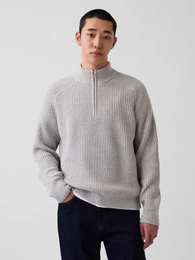 Gap Cashsoft Rib Quarter-zip Sweater In Grey