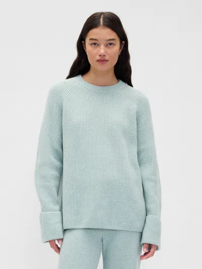 Gap Cashsoft Shaker-stitch Boyfriend Sweater In Blue