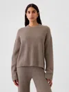 Gap Cashsoft Shaker-stitch Crewneck Sweater In Flannel Taupe Beige