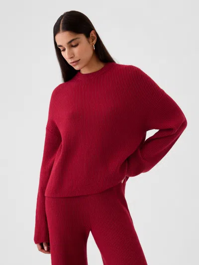 Gap Cashsoft Shaker-stitch Crewneck Sweater In Sled Red