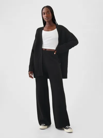 Gap Cashsoft Shaker-stitch Sweater Pants In Black