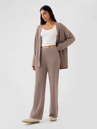 Gap Cashsoft Shaker-stitch Sweater Pants In Flannel Taupe Beige