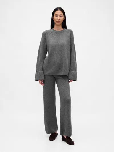 Gap Cashsoft Shaker-stitch Sweater Pants In Gray