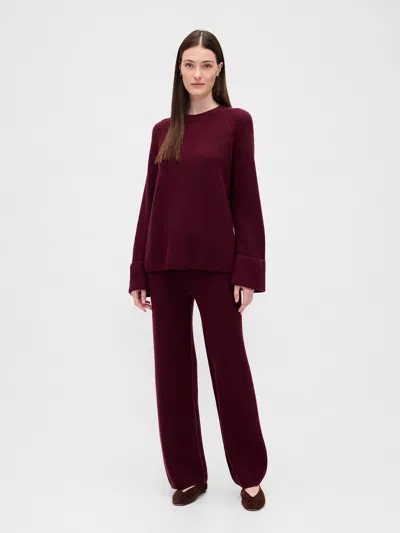 Gap Cashsoft Shaker-stitch Sweater Pants In Red